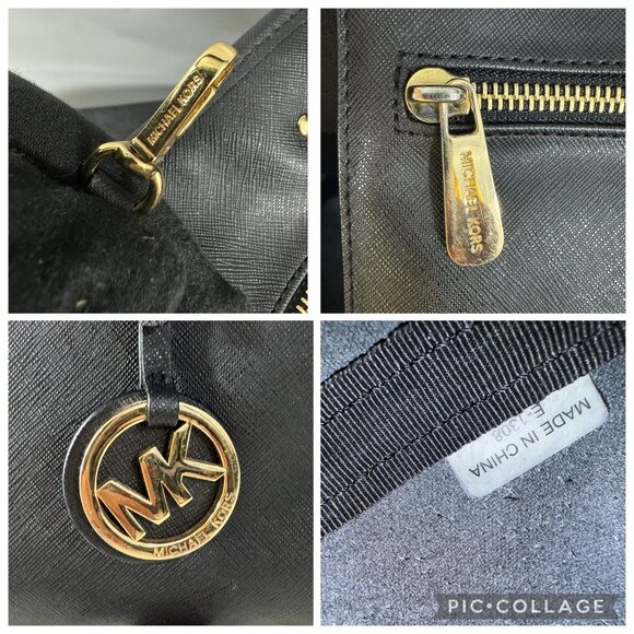 MICHAEL KORS JET SET SAFFIANO LEATHER BLACK TOTE - Picture 11 of 14